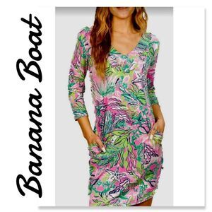 NWT Banana Boat UPF 50+ Women's V-Neck Printed Long Sleeve UPF 50